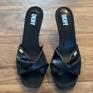 DKNY Black Women's Mules with Gold Accent